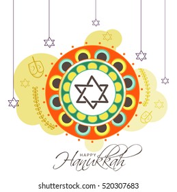 A beautiful happy hanukkah lettering typography background.