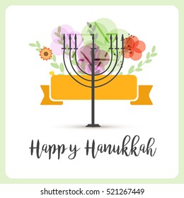 A beautiful happy hanukkah lettering typography background.