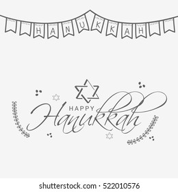 A beautiful happy hanukkah lettering typography background.