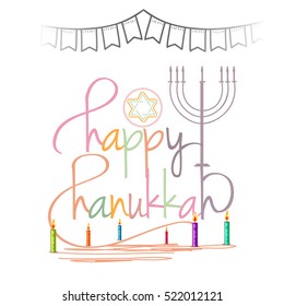 A beautiful happy hanukkah lettering typography background.