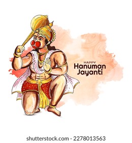 Beautiful Happy Hanuman Jayanti Indian mythological festival card vector