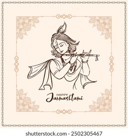 Beautiful Happy Janmashtami cultural Indian festival background design vector