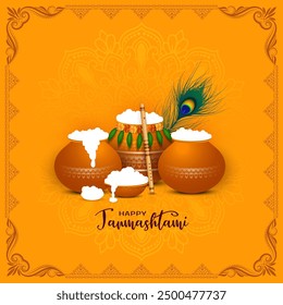 Beautiful Happy Janmashtami Indian festival cultural background vector