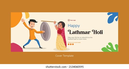 Beautiful Happy Lathmar Holi Festival Cover Page Design Template.