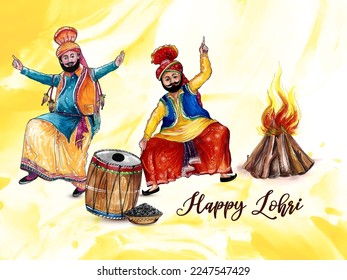 Beautiful Happy Lohri Indian traditional festival background design vector