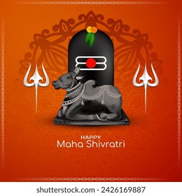 Beautiful Happy Maha Shivratri festival background with shiva linga vector