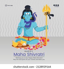 Beautiful happy maha shivratri hindu festival banner design template.