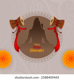 Beautiful Happy Maha Shivratri Hindu Indian festival cultural card vector