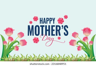 Beautiful happy Mothers day greeting background design vector