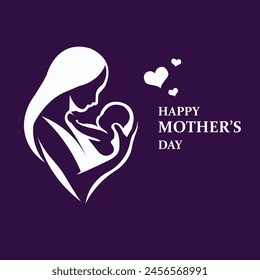 Beautiful happy mothers day logo showing love care with two hearts. Best for social media and greeting cards.