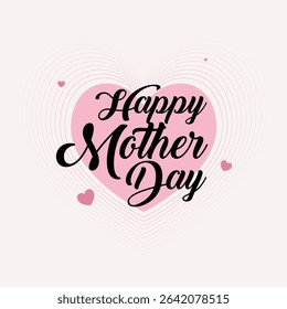 beautiful happy mother's day typography with decorative flowers and hearts. versatile design for creating cards, posters, and heartfelt digital messages.