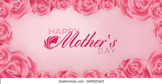 Beautiful Happy Mothers Day Vector Banner Ad Design Template
