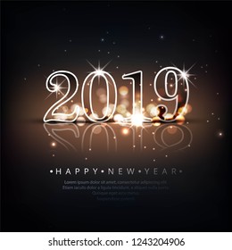 Beautiful Happy New Year 2019 text background