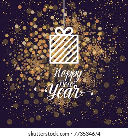 Beautiful Happy New Year Greeting Card Design Holiday Decoration Vector Illustration Stock Vector