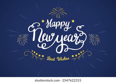 beautiful happy new year lettering vintage styl