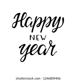 Beautiful Happy New Year text for greeting card. Vector holiday design on white background