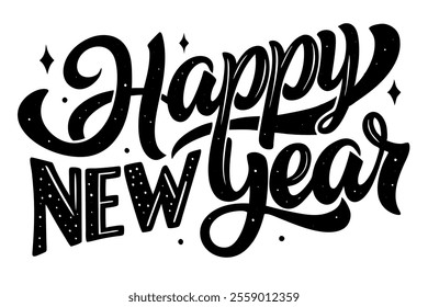 beautiful happy new year vector art in white background illustration.