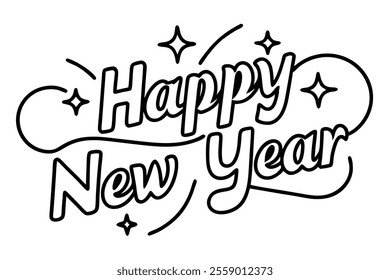 beautiful happy new year vector art in white background illustration.