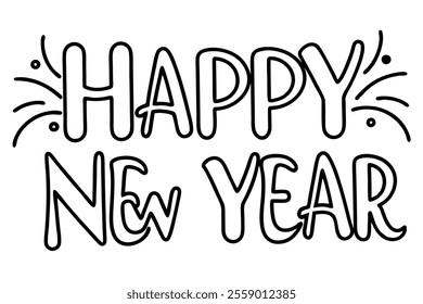 beautiful happy new year vector art in white background illustration.