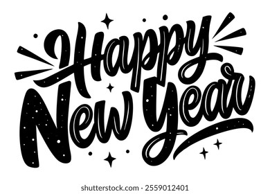 beautiful happy new year vector art in white background illustration.