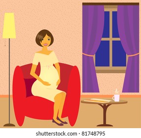 Beautiful happy pregnant woman