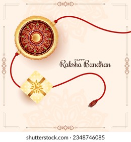 Beautiful Happy Raksha bandhan festival with rakhi design vector