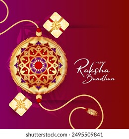 Beautiful Happy Raksha Bandhan traditional Indian hindu festival card vector