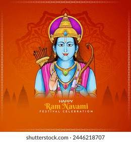 Beautiful Happy Ram Navami Indian cultural festival greeting card vector