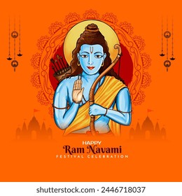 Beautiful Happy Ram Navami Indian cultural festival greeting card vector
