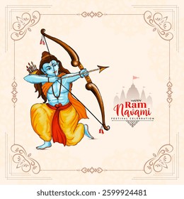 Beautiful Happy Ram Navami Indian festival cultural card vector