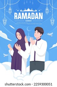 Beautiful happy ramadan mubarak concept illustration