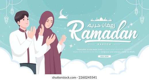 Beautiful happy ramadan mubarak concept illustration