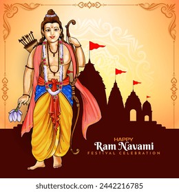 Beautiful Happy Shree Ram Navami festival celebration card design vector