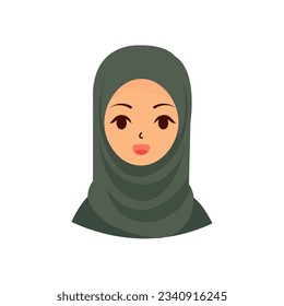 Beautiful happy smile hijab muslim woman wearing scarf veil islamic modern outfit vector flat illustration
