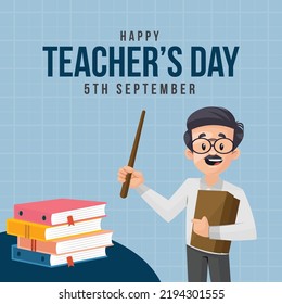 Beautiful happy teacher's day banner design template.