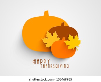 Beautiful Happy Thanksgiving concept with pumpkin and maple leafs. 