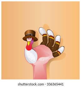 Beautiful Happy Thanksgiving Day background with cute happy cartoon of turkey bird.vector