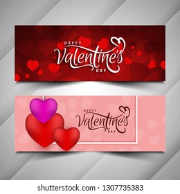 Beautiful Happy Valentine's day love banner set vector