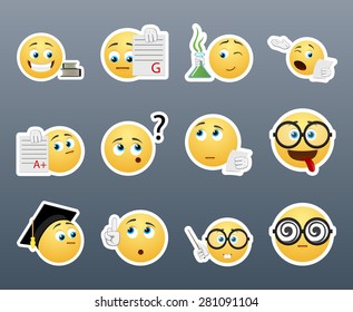 Beautiful happy and very smart yellow smiley in a small set of