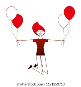 beautiful happy woman with balloon