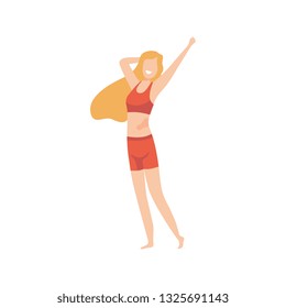 Beautiful Happy Woman with Birthmark, Body Positive with Birthmark, Self Acceptance and Beauty Diversity Concept Vector Illustration