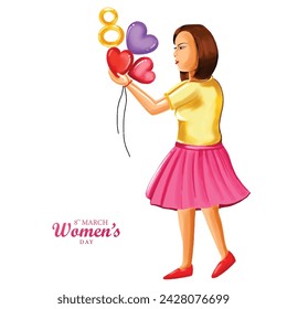 	
Beautiful happy womens day card with face design