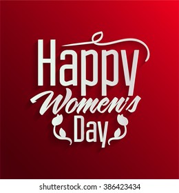 beautiful happy Women's Day text on a red gradient , calligraphy