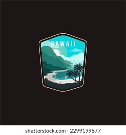 Beautiful Hawaii beach poster design illustration, seascape, surf, adventure poster