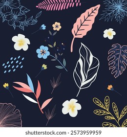 Beautiful Hawaiian fabric patterns In vector format