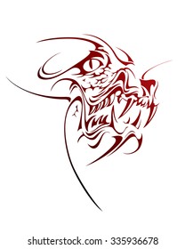 beautiful head of a dragon with open mouth
