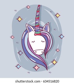 beautiful head unicorn with long mane