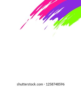 Beautiful Header Banner with Hand Drawn Brush Rainbow Strokes as Frame Isolated on White Background. Vibrant Colors. Vector Illustration