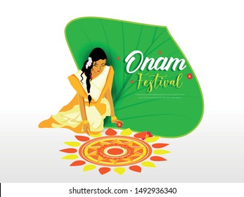 Beautiful header of illustration for south  Indian festival Happy Onam ,  background for race snake boat of south Indian culture. 