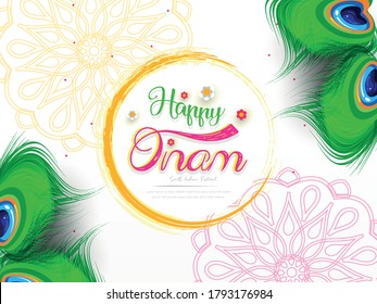 Beautiful header of illustration for south Indian festival Happy Onam , background for race snake boat of south Indian culture